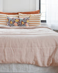 This Linge Particulier nude linen duvet adds a bit of blush and pink to your colorful linen bedding look from Collyer's Mansion