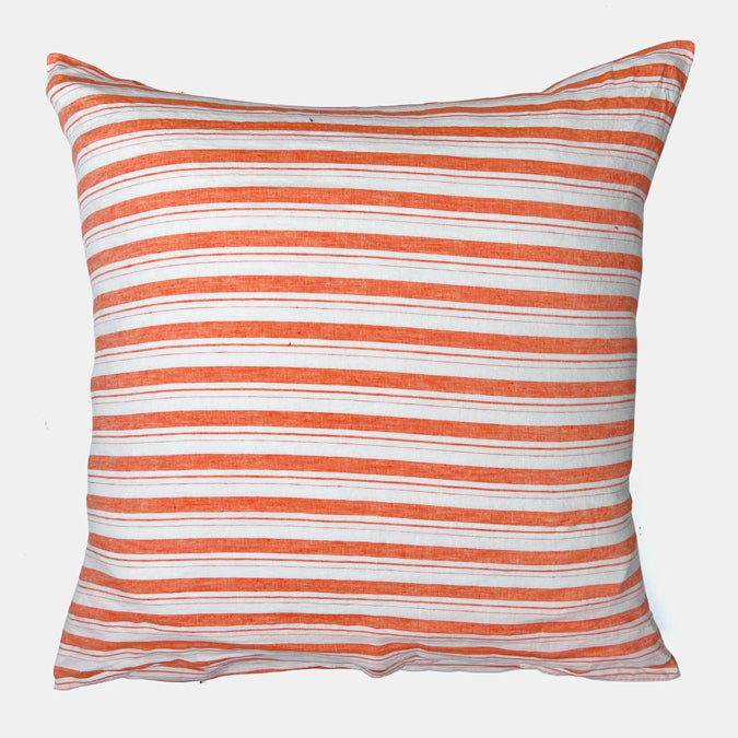 Linen Euro Pillowcase, orange stripe