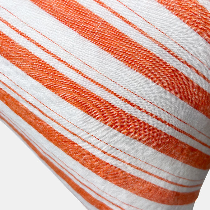 Linen Standard Pillowcase, orange stripe