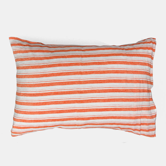 Linen Standard Pillowcase, orange stripe