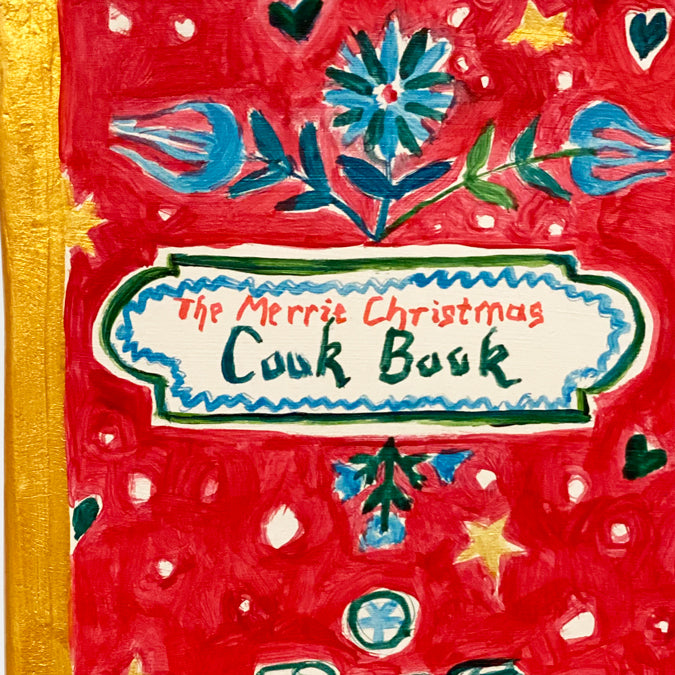 Red Holiday Clay Cookbook Wall Art