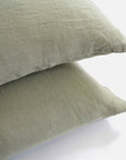 Linge Particulier Fennel Green Euro Linen Pillowcase Sham for a colorful linen bedding look in olive green - Collyer's Mansion