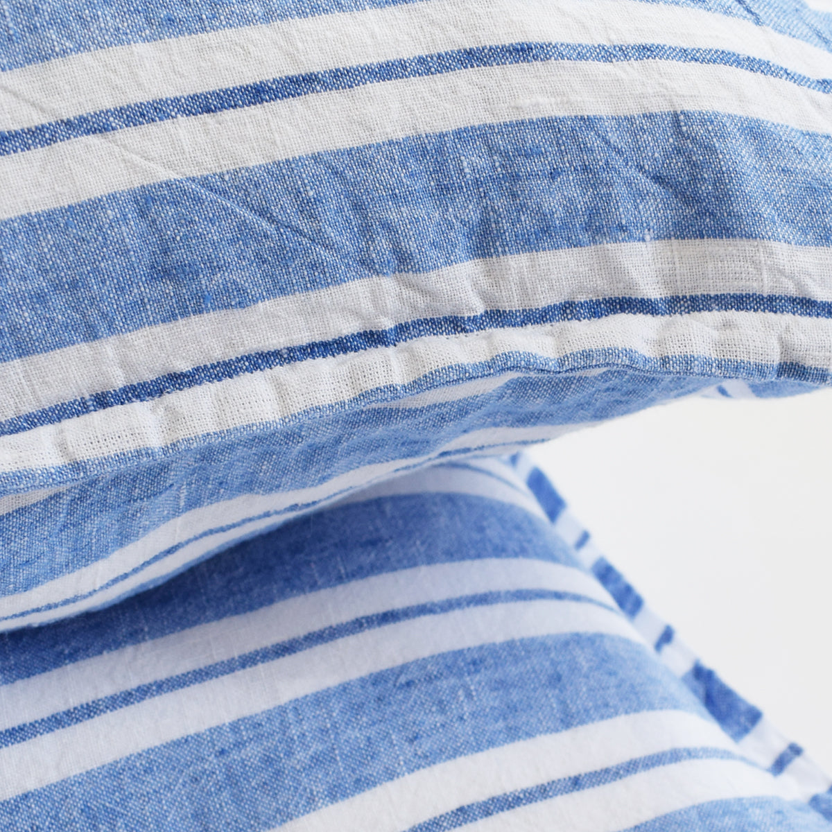 Linen Euro Pillowcase, large blue stripes
