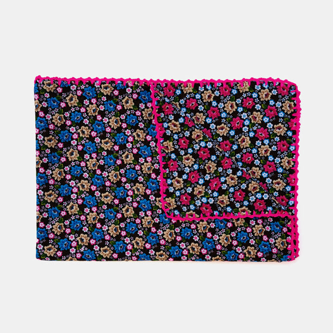 Pink and Blue Flowers Baby Blanket
