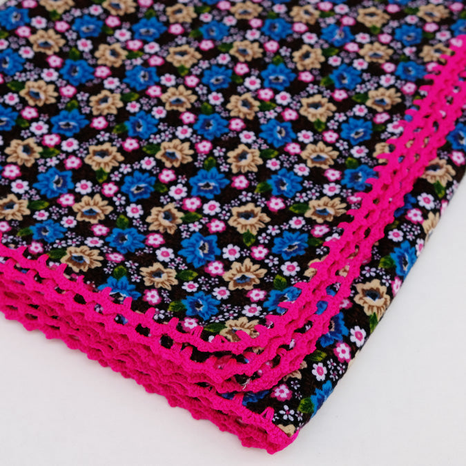 Pink and Blue Flowers Baby Blanket