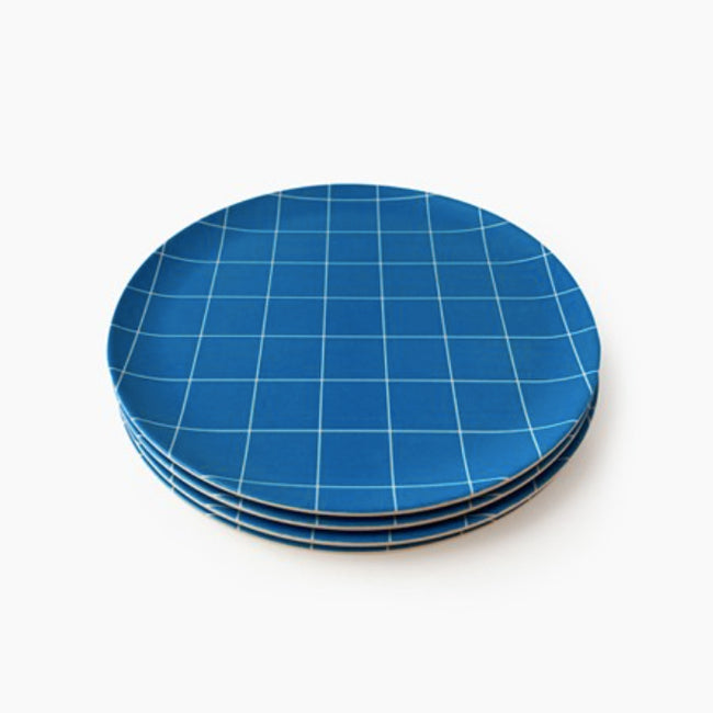 Blue Grid Plate, medium