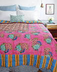 Linge Particulier Scandinavian Blue Euro Linen Pillowcase Sham with a Lisa Corti quilt for a colorful linen bedding look in grey blue - Collyer's Mansion