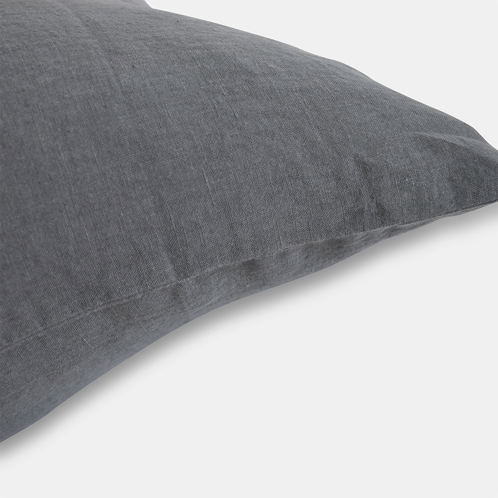 Linge Particulier Real Grey Euro Linen Pillowcase Sham for a colorful linen bedding look in elephant grey - Collyer's Mansion