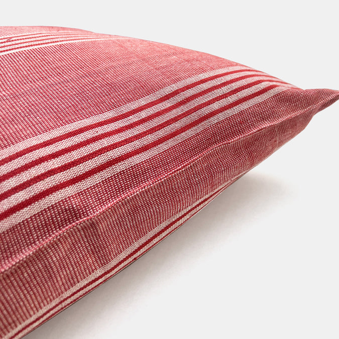 Red Triple Stripe Pillow, square