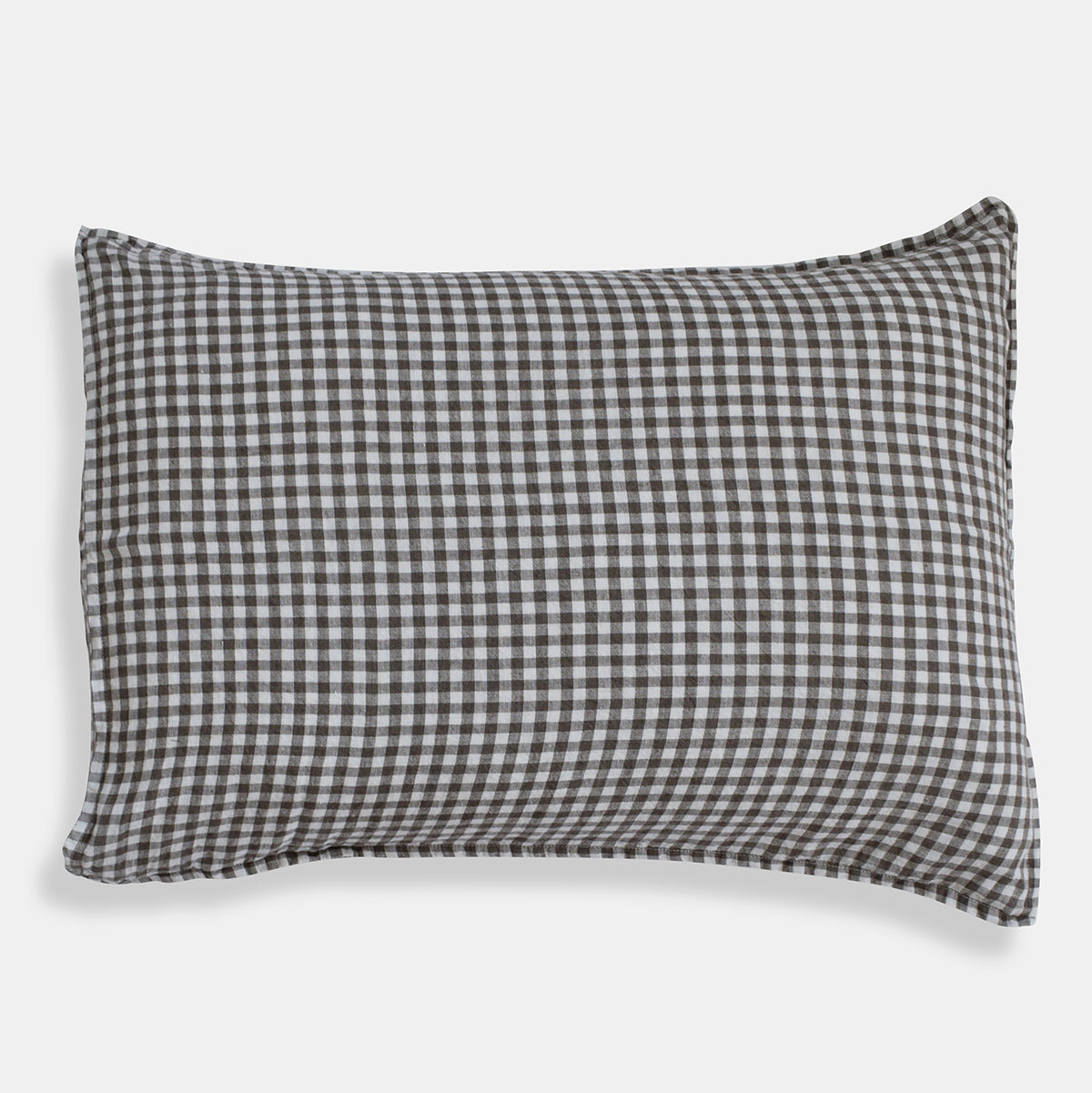 Linen Standard Pillowcase, brown gingham