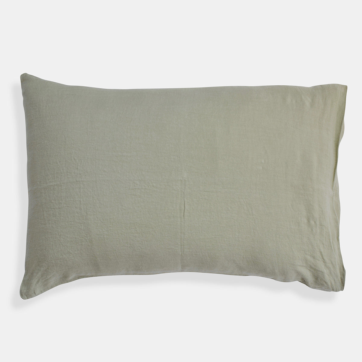 Linge Particulier Fennel Green Standard Linen Pillowcase Sham for a colorful linen bedding look in olive green - Collyer&#39;s Mansion