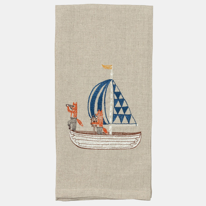 Sailing Foxes Tea Towel