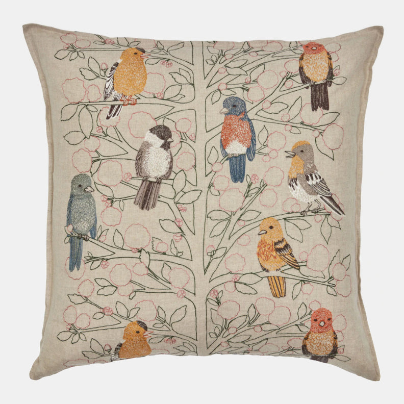 Songbirds Tree Pillow, square