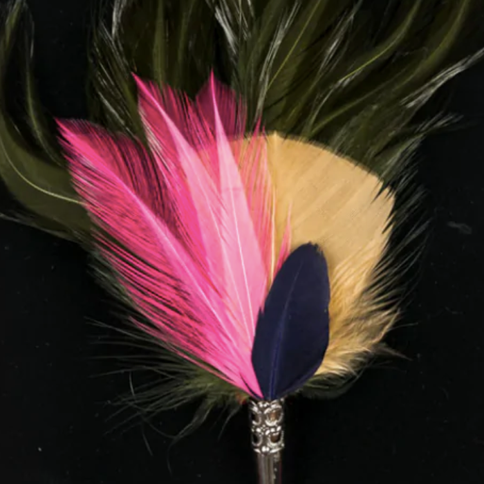 Pink and Green Feather Brooch