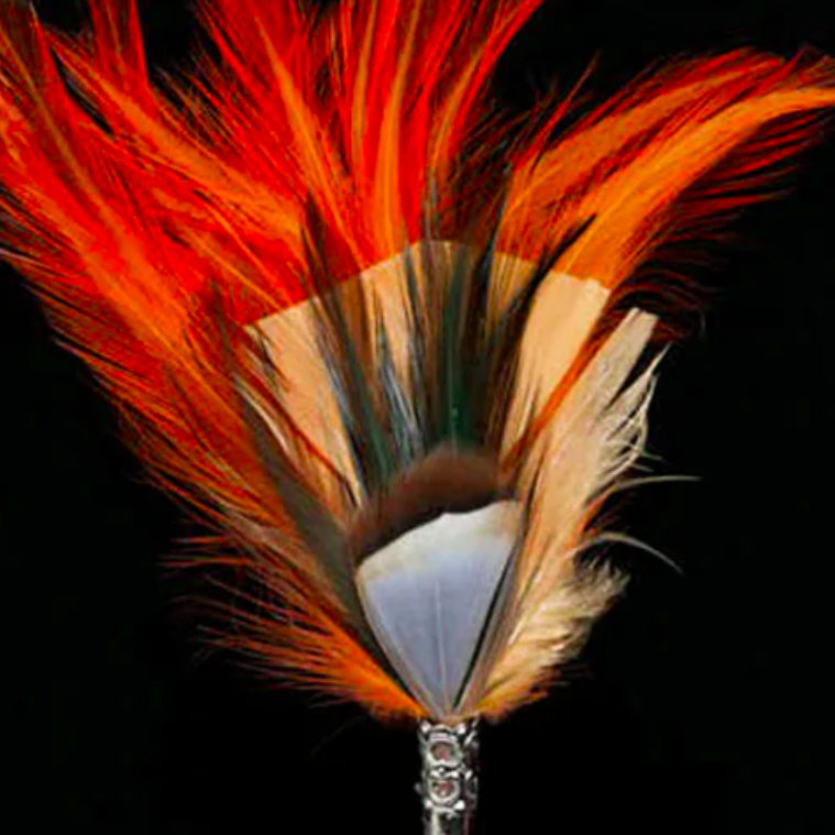 Orange Feather Brooch