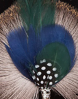 Green and Blue Round Feather Brooch