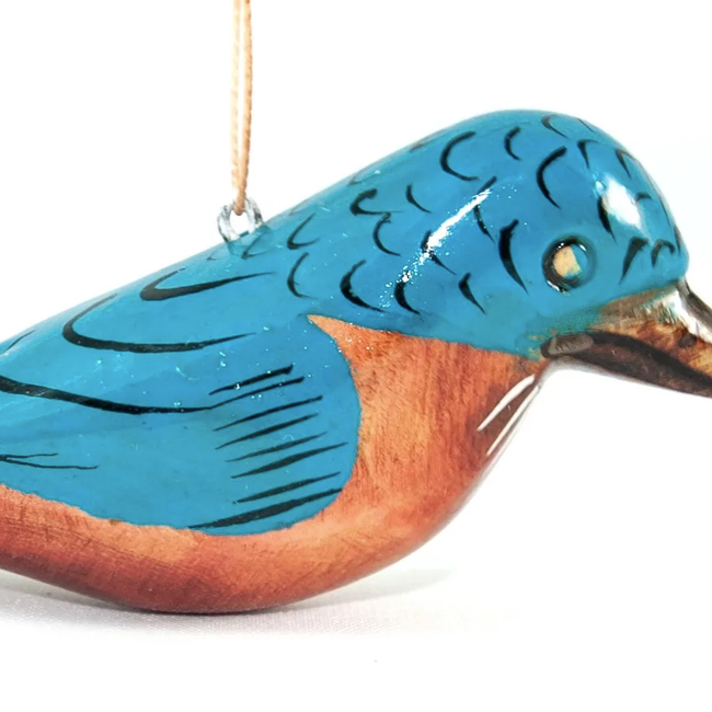 Blue Bird Wood Ornament