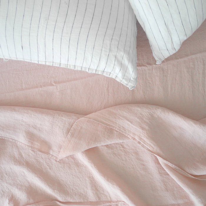 Linen Fitted Sheet, pale pink