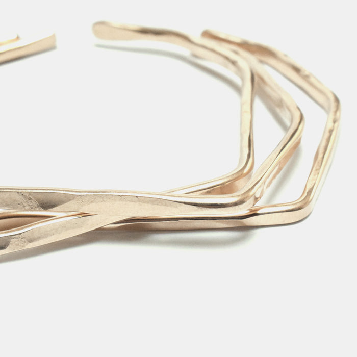 Slantt Hex Cuff Bracelet in 14k gold fill is a great for sculptural statement jewelry - Collyer's Mansion