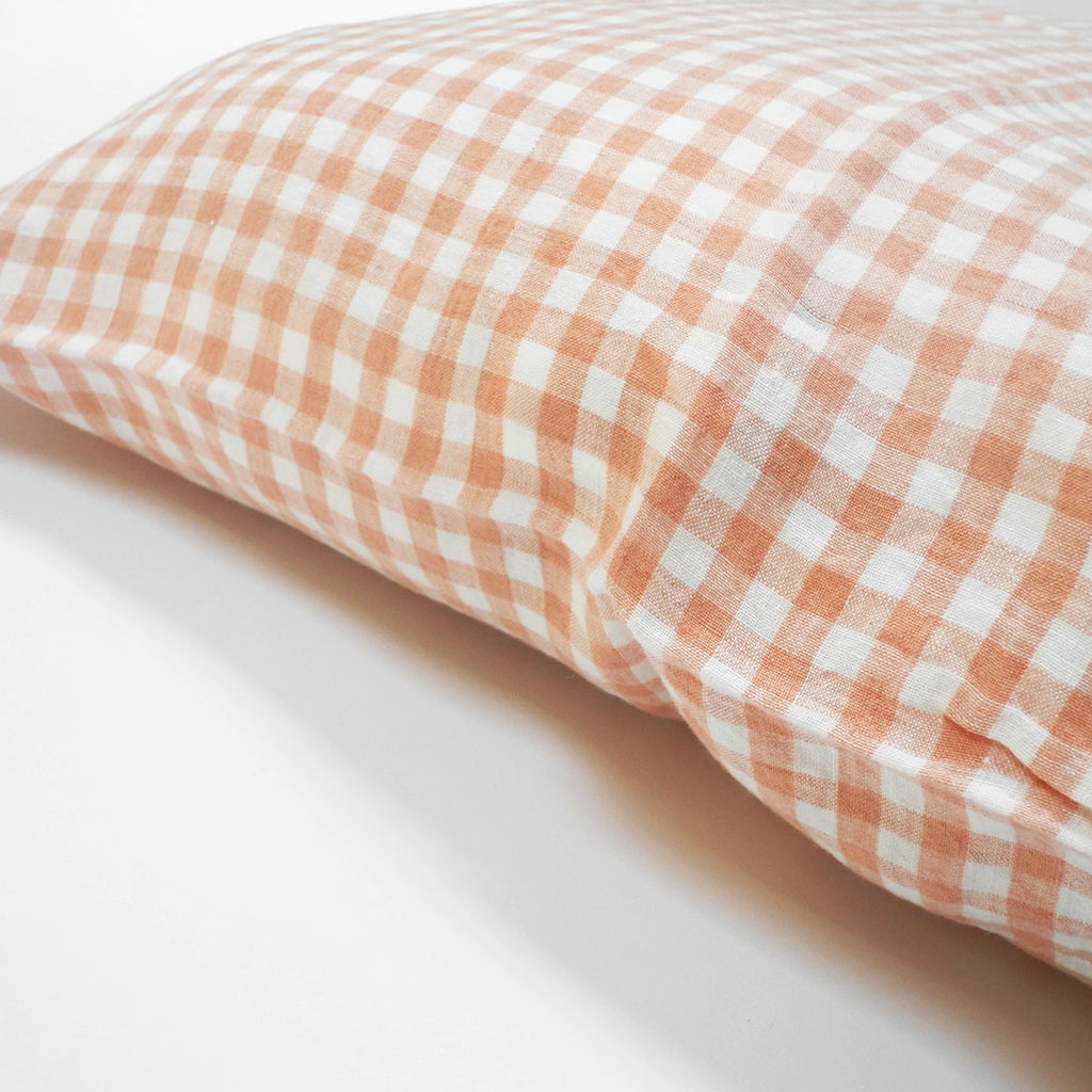 Linen Standard Pillowcase, copper gingham, Pillowcase, Linge Particulier, Collyer&#39;s Mansion - Collyer&#39;s Mansion