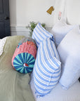 Linen Standard Pillowcase, large blue stripes