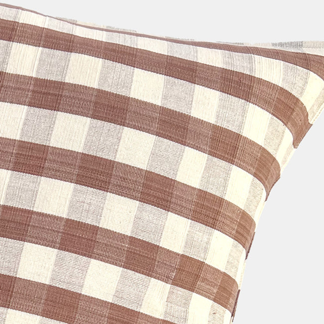 Tan Large Gingham Pillow, square