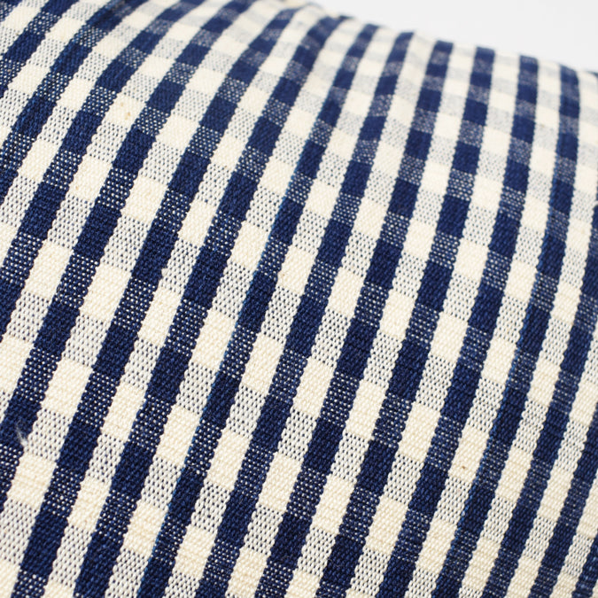Navy Blue Gingham Square Pillow