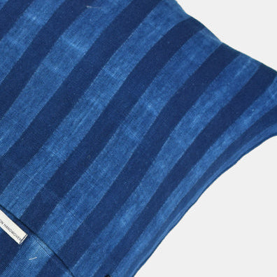 Tensira Blue Indigo Stripe Lumbar Throw Pillow at Collyer's Mansion