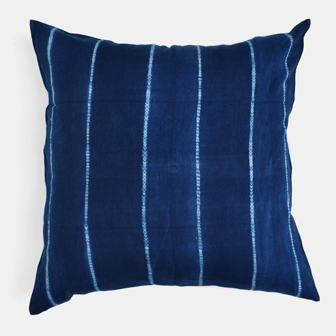 Tensira Blue Stripe Pillow in Cotton Indigo at Collyer&#39;s Mansion