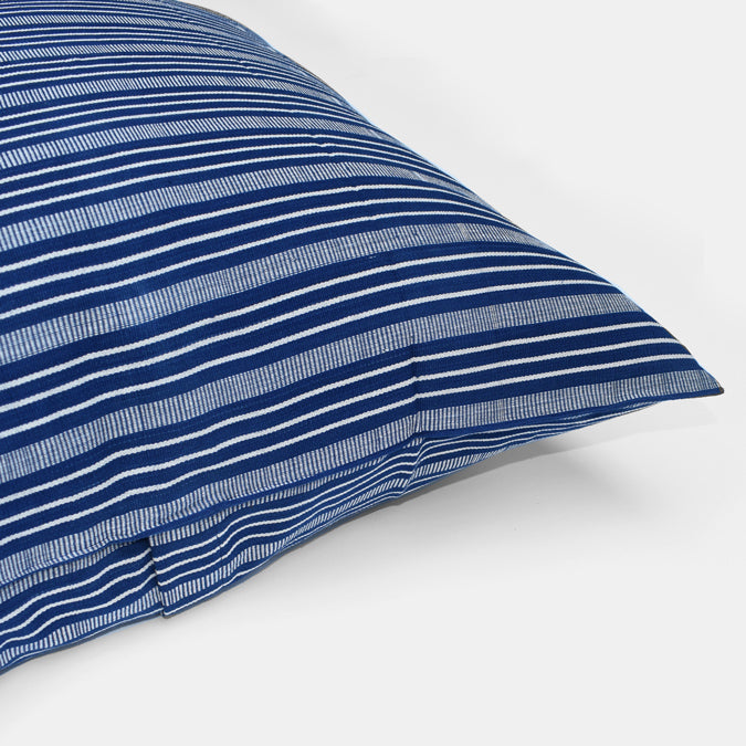 Tensira Blue Stripe Pillow in Cotton Indigo at Collyer's Mansion