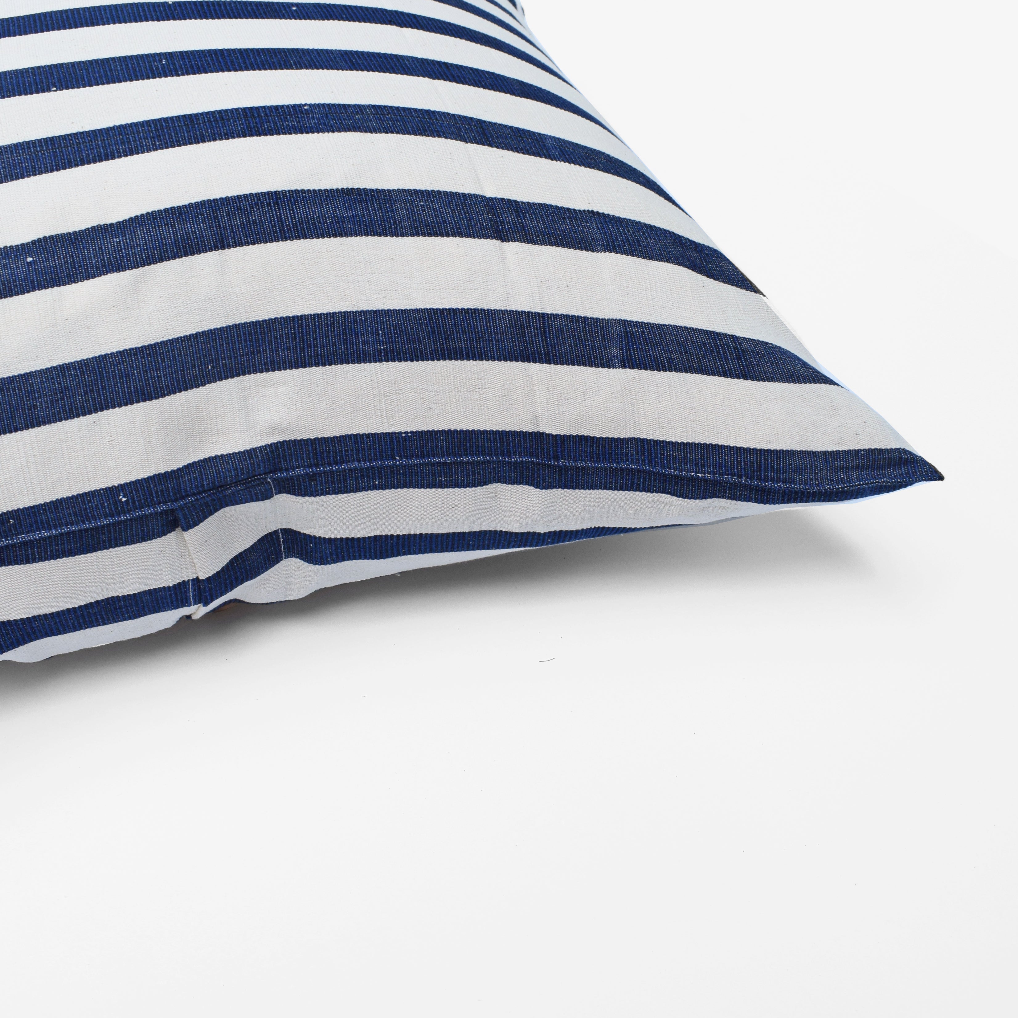 Bold Navy Stripe Pillow, square