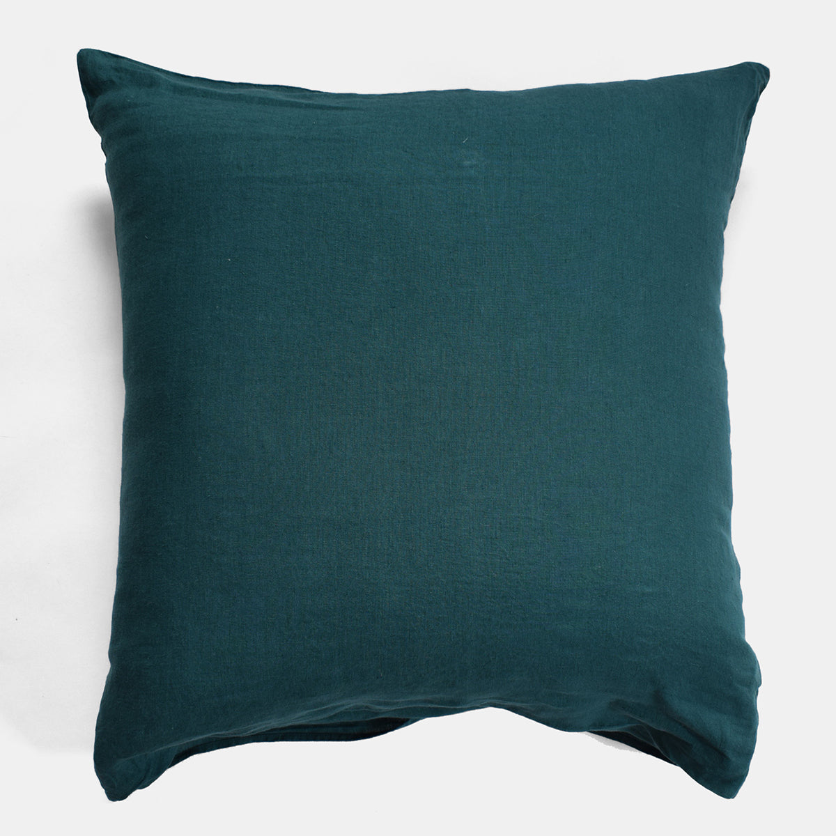 Linge Particulier Vintage Green Euro Linen Pillowcase Sham for a colorful linen bedding look in deep teal green - Collyer&#39;s Mansion