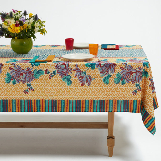 Vienna Mustard Cotton Tablecloth