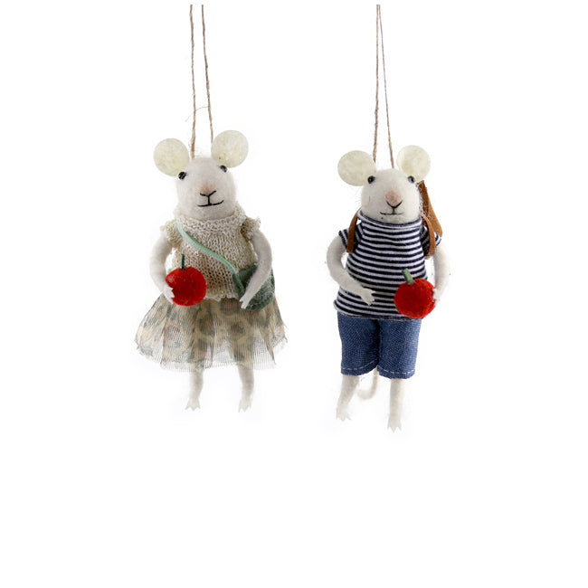 Schoolhouse Mouse Ornament, assorted