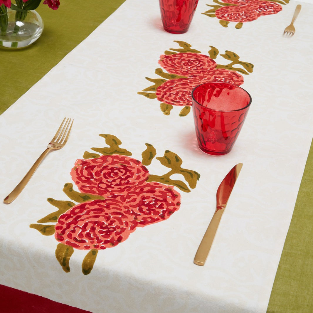Leopard Bouquet Red Table Runner