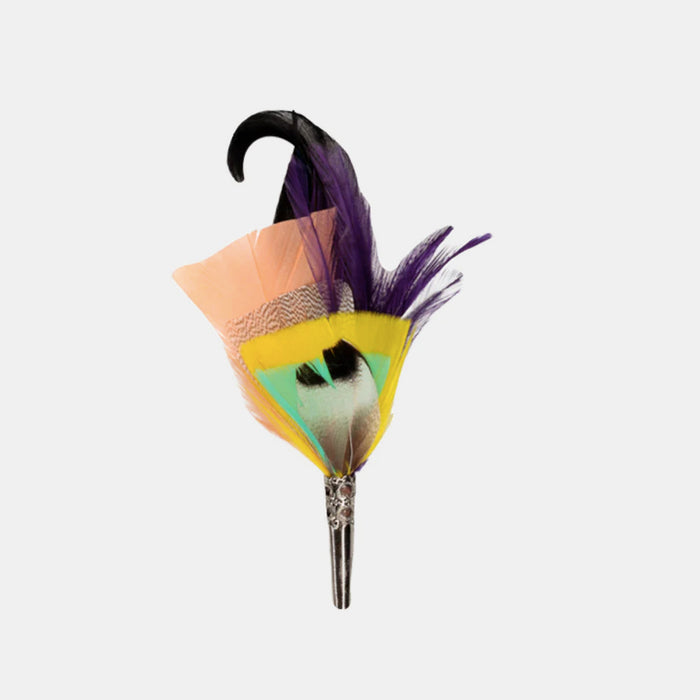Salmon and Purple Pencil Feather Brooch