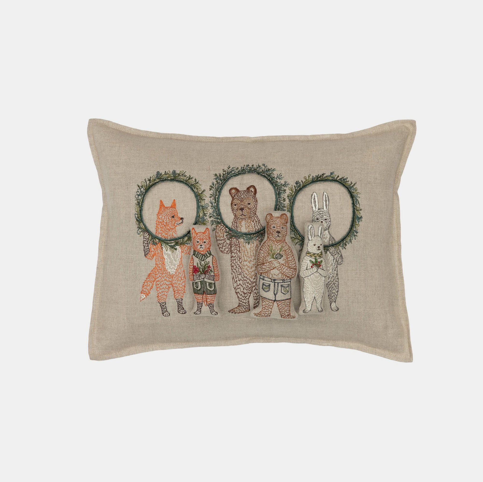Christmas Wreath Trio Pocket Lumbar Pillow