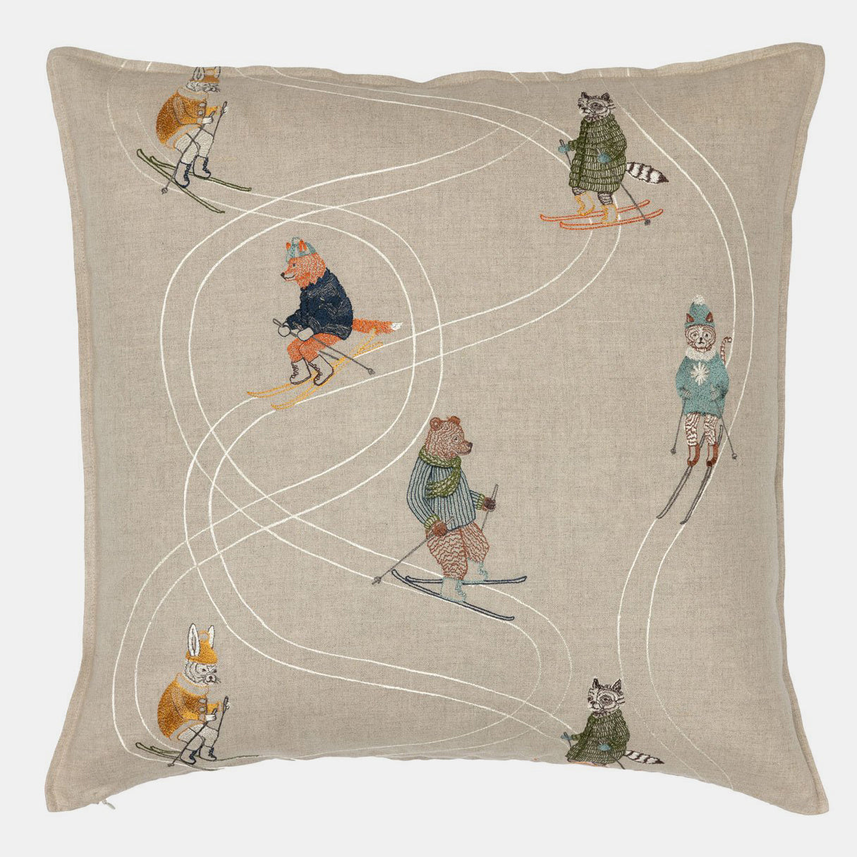 Downhill Skiers Pillow, square