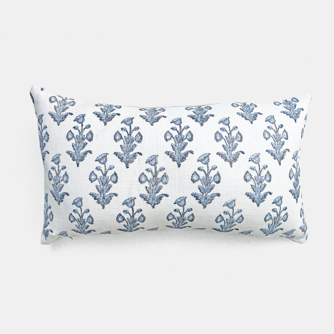 Blue Grey Dogflower Pillow, lumbar