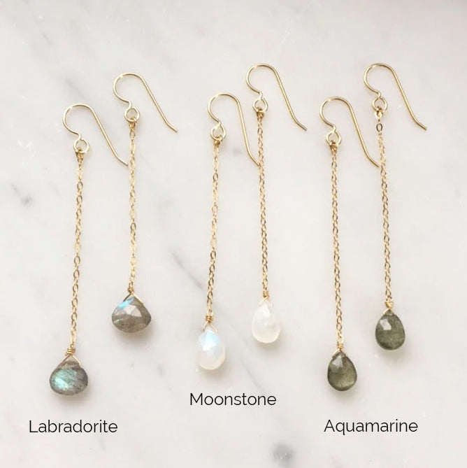 Gemstone Drop Earrings, labradorite