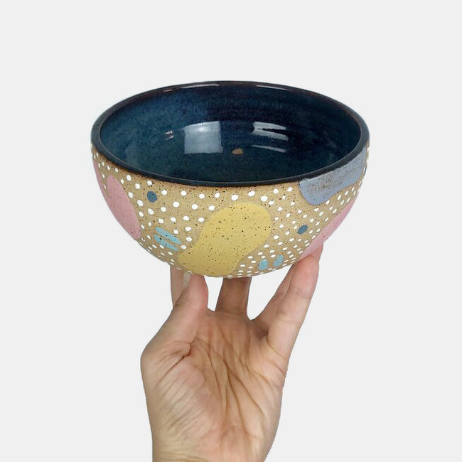 Shape Party Bowl, pink and dark green