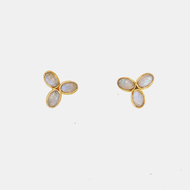 Labradorite Flower Trio Studs