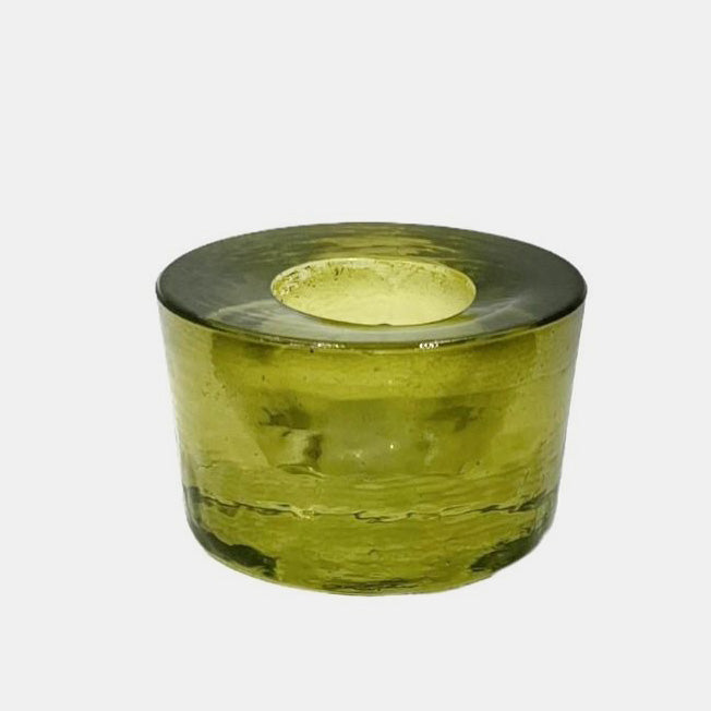 Olive Green Glass Taper Block