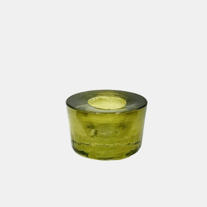 Olive Green Glass Taper Block