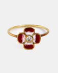 Red Enamel and Diamond Ring