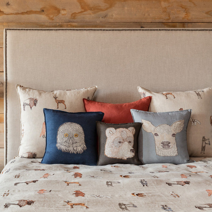 Deer Applique Pillow, square