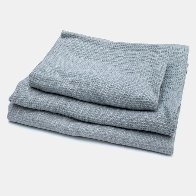 Linen Waffle Bath Towel, blue grey