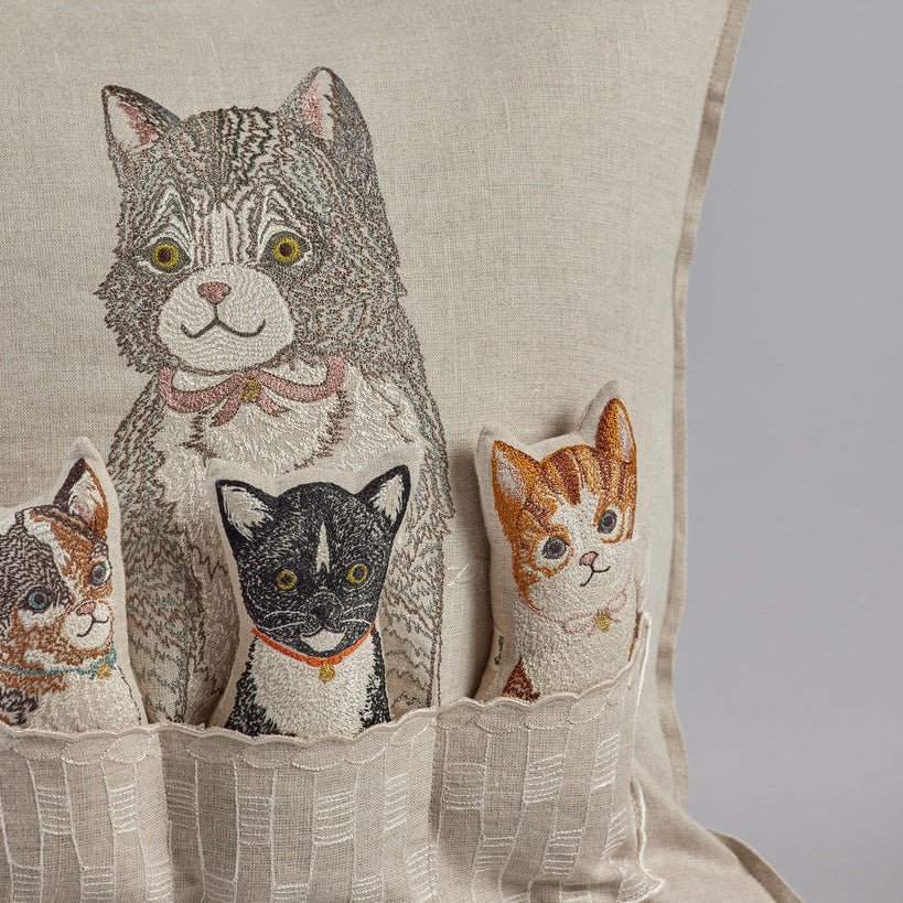 Basket of Kittens Pocket Pillow, square