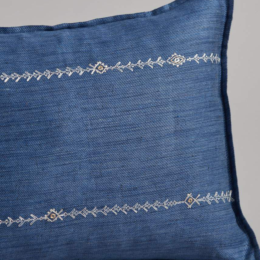 Stitch Stripe Indigo Pillow, lumbar