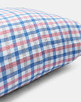 Linen Euro Pillowcase, blue coral gingham